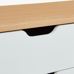 Meuble TV Bordkak 140x30x45 cm aspect chêne/blanc [en.casa]