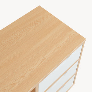 Table de chevet Bordkak 55x48x30 cm aspect chêne/blanc [en.casa]