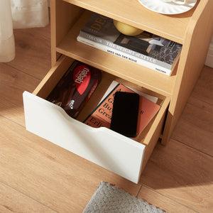 Table de chevet Bordkak 45x36x34 cm aspect chêne/blanc [en.casa]