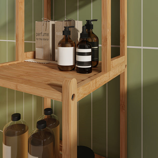 Étagère de salle de bain Anun bambou 128 x 30 x 30 cm naturel [en.casa]