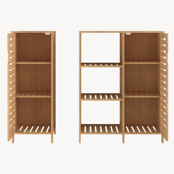 Meuble d’appoint Hakseri 2 éléments 87 x 99 x 33 cm bambou naturel [en.casa]