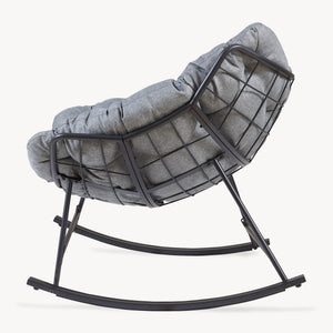 Fauteuil à bascule de jardin Villeneuve 85 x 90 x 91 cm noir gris [en.casa] 