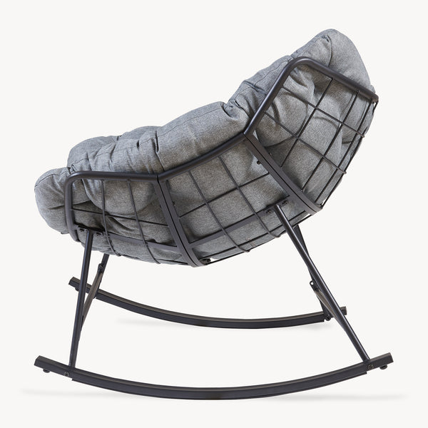 Fauteuil à bascule de jardin Villeneuve 85 x 90 x 91 cm noir gris [en.casa] 