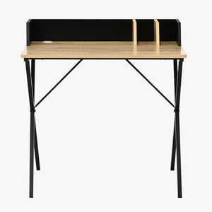 Bureau Kappespoo 84x80x50 cm Noir/Aspect chêne [en.casa]