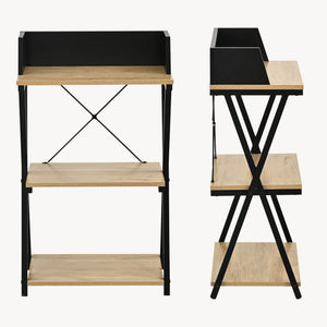 Étagère sur pied Kappespoo 84x50x30 cm Noir/Aspect chêne [en.casa]