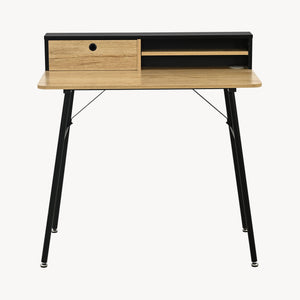 Bureau Var 93x90x50 cm Noir/Aspect chêne [en.casa]