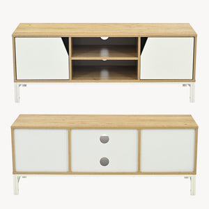Meuble TV Kerrköndam 120x40x46 cm aspect chêne/blanc [en.casa]