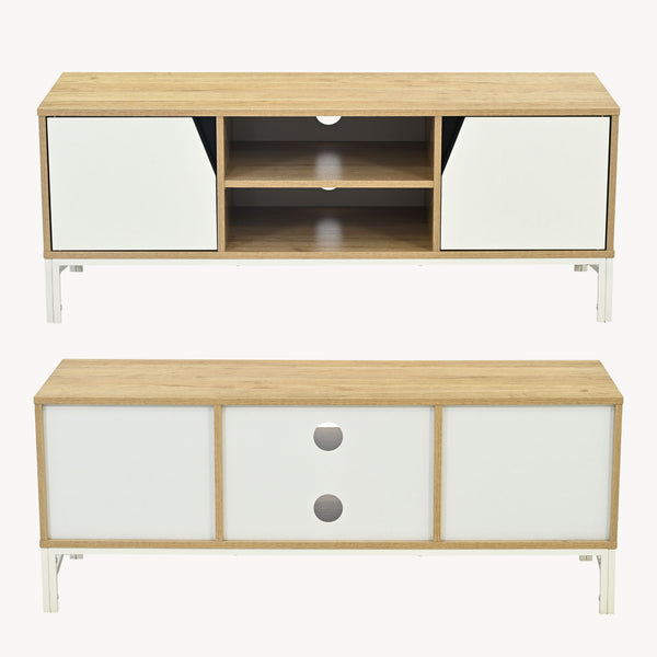 Meuble TV Kerrköndam 120x40x46 cm aspect chêne/blanc [en.casa]
