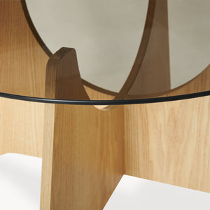 Table basse Omlar ronde Ø70x35 cm effet chêne / gris fumé [en.casa]