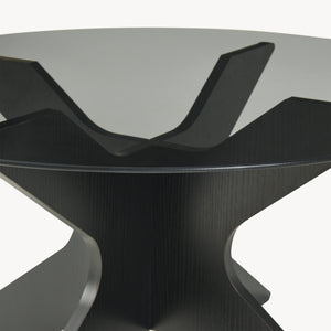 Table basse Imi avec plateau en verre Ø70x35 cm Noir/Gris [en.casa]