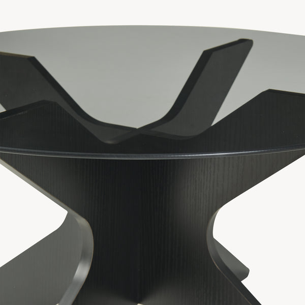 Table basse Imi avec plateau en verre Ø70x35 cm Noir/Gris [en.casa]