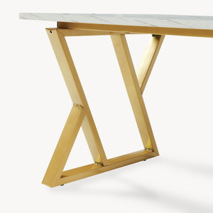 Table basse Nolu 120 x 60 x 46 cm doré / effet marbre, blanc [en.casa]
