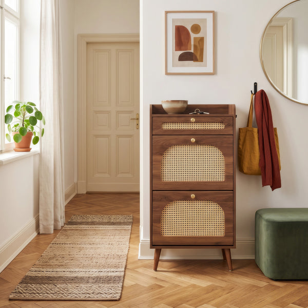 Porte-chaussures Virievarnu 111x60x24 cm aspect noyer [en.casa]