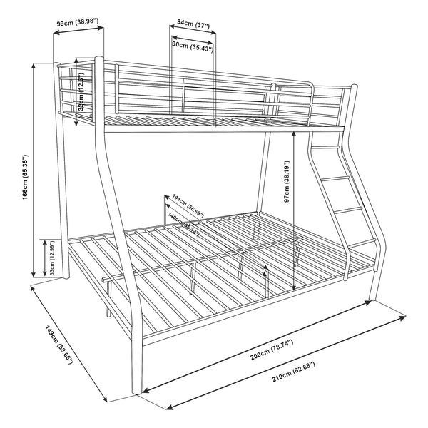 Lit superposé Sortland 200x140/90 cm en différentes couleurs [neu.haus]