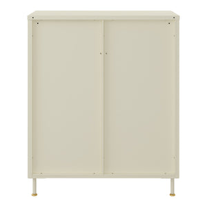 Buffet Lindau acier 97x80x40 cm crème blanc [en.casa]