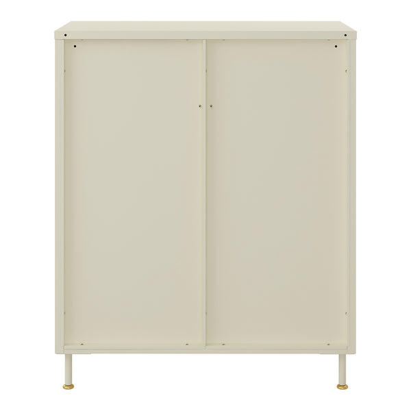 Buffet Lindau acier 97x80x40 cm crème blanc [en.casa]
