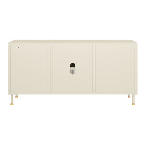 Meuble TV Lindau Acier 120x40x59 cm Crème blanc [en.casa]