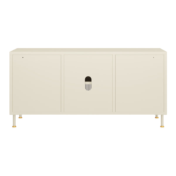 Meuble TV Lindau Acier 120x40x59 cm Crème blanc [en.casa]