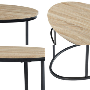 Lot de 2 tables basses gigognes Niederlande de tailles différentes noir effet chêne [en.casa]