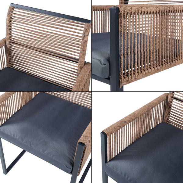 Ensemble de meubles de jardin Accadia 3 pièces Noir/Marron [casa.pro]