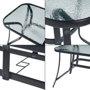 Salon de jardin 7 pièces Aradeo avec table à manger et 6 chaises acier verre trempé textilène casa.pro