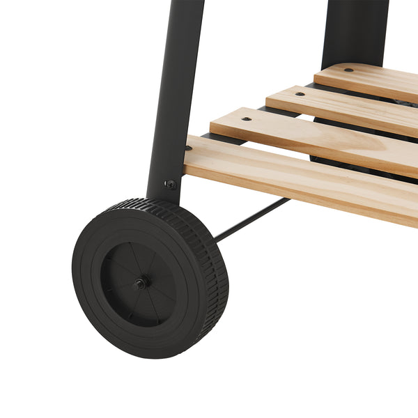 Chariot de barbecue Ari 78x86x30cm Noir/Bois [casa.pro]