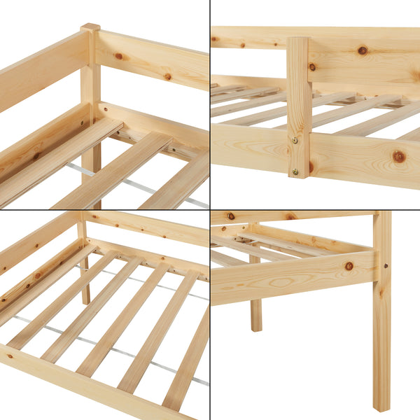 Lit superposé Sonkajärvi avec matelas 90x200cm Nature [en.casa]