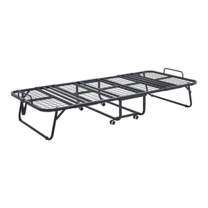 Lit pliant avec matelas à mémoire de forme Borjavle 90 x 200 cm noir gris blanc [en.casa]