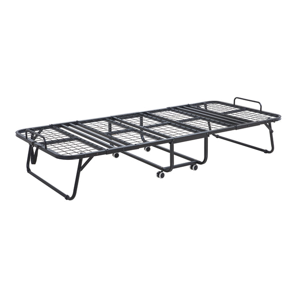 Lit pliant avec matelas à mémoire de forme Borjavle 90 x 200 cm noir gris blanc [en.casa]