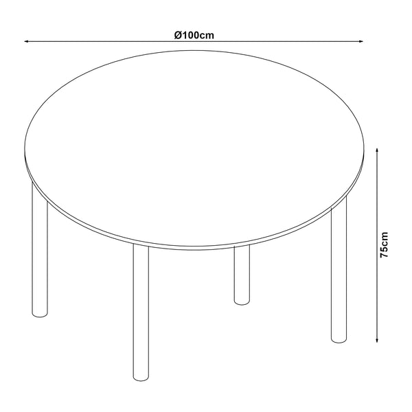 Ensemble de salle à manger Lindesberg pour 4 personnes avec table ronde marron clair [en.casa] 