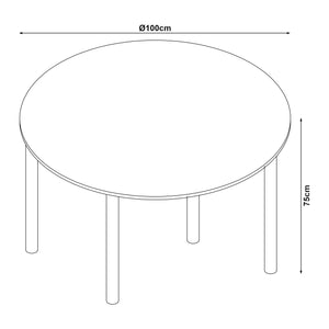Groupe de repas Lindesberg 5 pièces ronde Gris/Brun clair [en.casa]