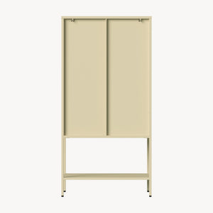 Armoire vitrine Klippestad acier verre trempé 160 x 80 x 35 cm camel [en.casa]