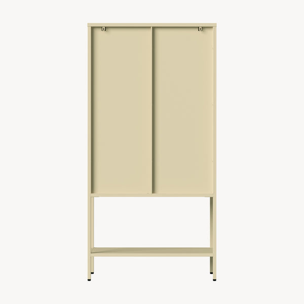 Armoire vitrine Klippestad acier verre trempé 160 x 80 x 35 cm camel [en.casa]