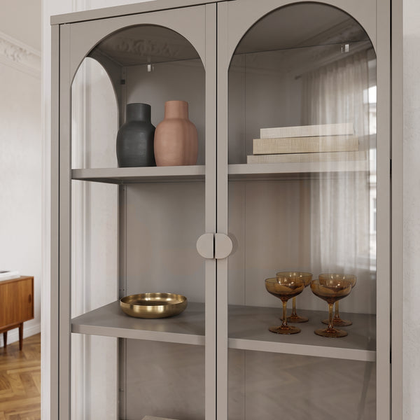 Armoire vitrine Klippestad acier verre trempé 160 x 80 x 35 cm camel [en.casa]
