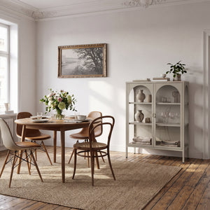 Buffet haut Klippestad acier verre trempé 95 x 80 x 35 cm camel [en.casa]