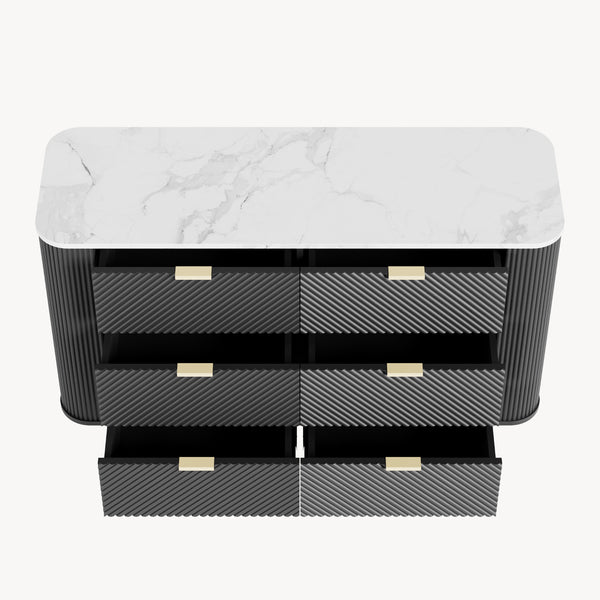 Commode Olvehok 81 x 120 x 40 cm effet marbre blanc noir [en.casa]