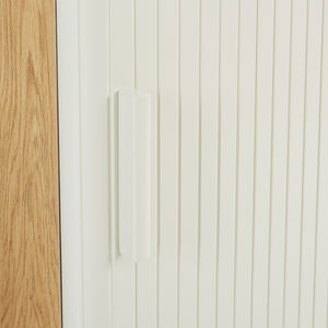 Armoire haute Ferrersp 160x42x35 cm aspect chêne / couleur sable [en.casa]