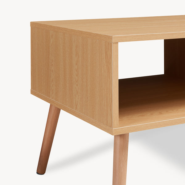 Table basse Bordkak avec tiroir 100x48x45 cm aspect chêne/blanc [en.casa]