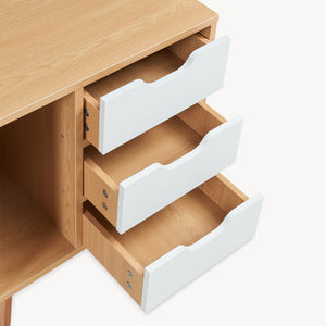 Table de chevet Bordkak 55x48x30 cm aspect chêne/blanc [en.casa]