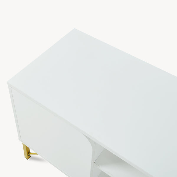Meuble TV Reyri 120 x 39 x 52 cm blanc doré [en.casa]
