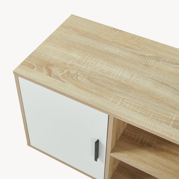 Meuble TV Kenta 120x39x52 cm aspect chêne Sonoma/blanc [en.casa]