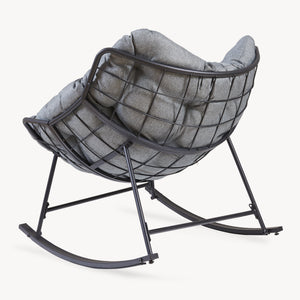 Fauteuil à bascule de jardin Villeneuve 85 x 90 x 91 cm noir gris [en.casa] 