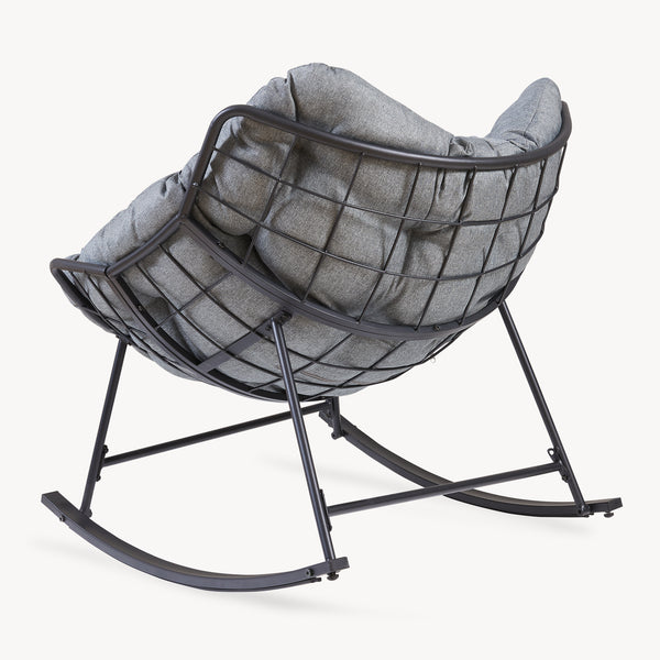 Fauteuil à bascule de jardin Villeneuve 85 x 90 x 91 cm noir gris [en.casa] 