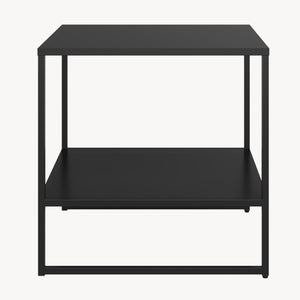 Table d'appoint Salsnes 53x51x51 cm avec étagère Acier Noir [en.casa]