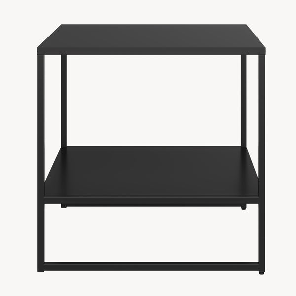 Table d'appoint Salsnes 53x51x51 cm avec étagère Acier Noir [en.casa]
