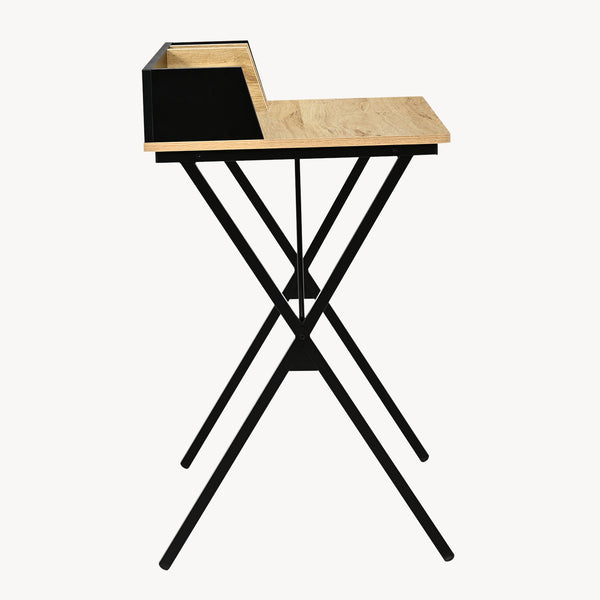 Bureau Kappespoo 84x80x50 cm Noir/Aspect chêne [en.casa]