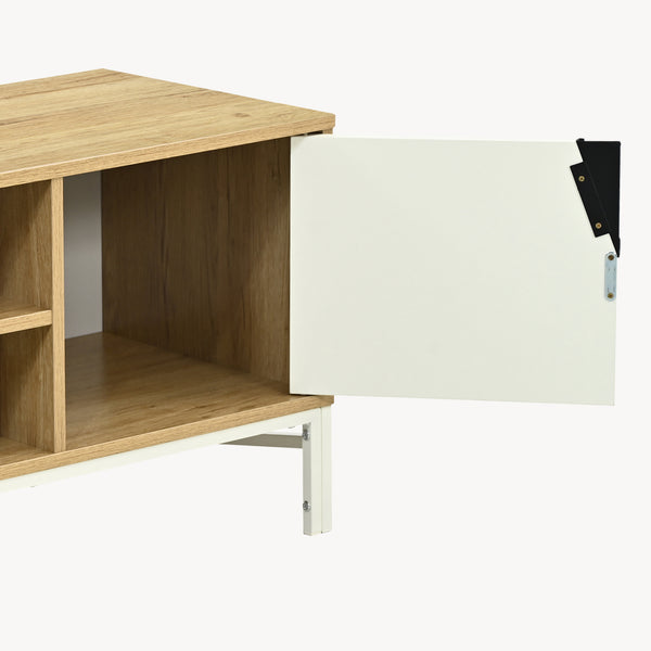Meuble TV Kerrköndam 120x40x46 cm aspect chêne/blanc [en.casa]