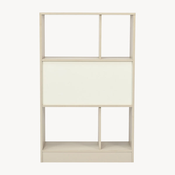 Bibliothèque Karena 112x70x30 cm Crème blanc/Aspect chêne [en.casa]
