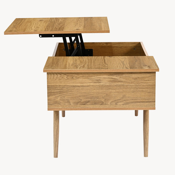 Table basse Vasdabod avec plateau relevable 96x59x50 cm aspect chêne [en.casa]