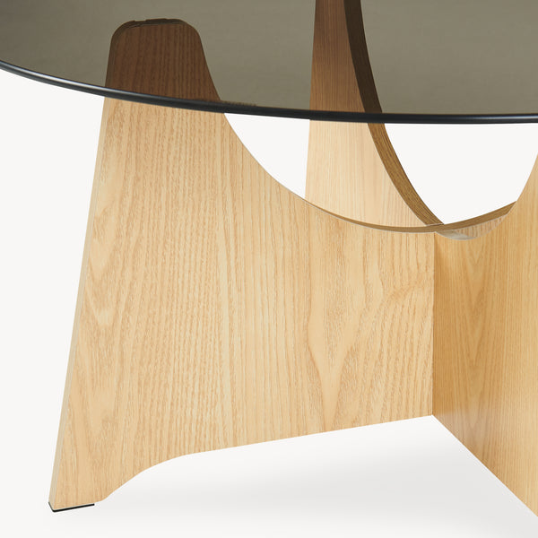 Table basse Omlar ronde Ø70x35 cm effet chêne / gris fumé [en.casa]